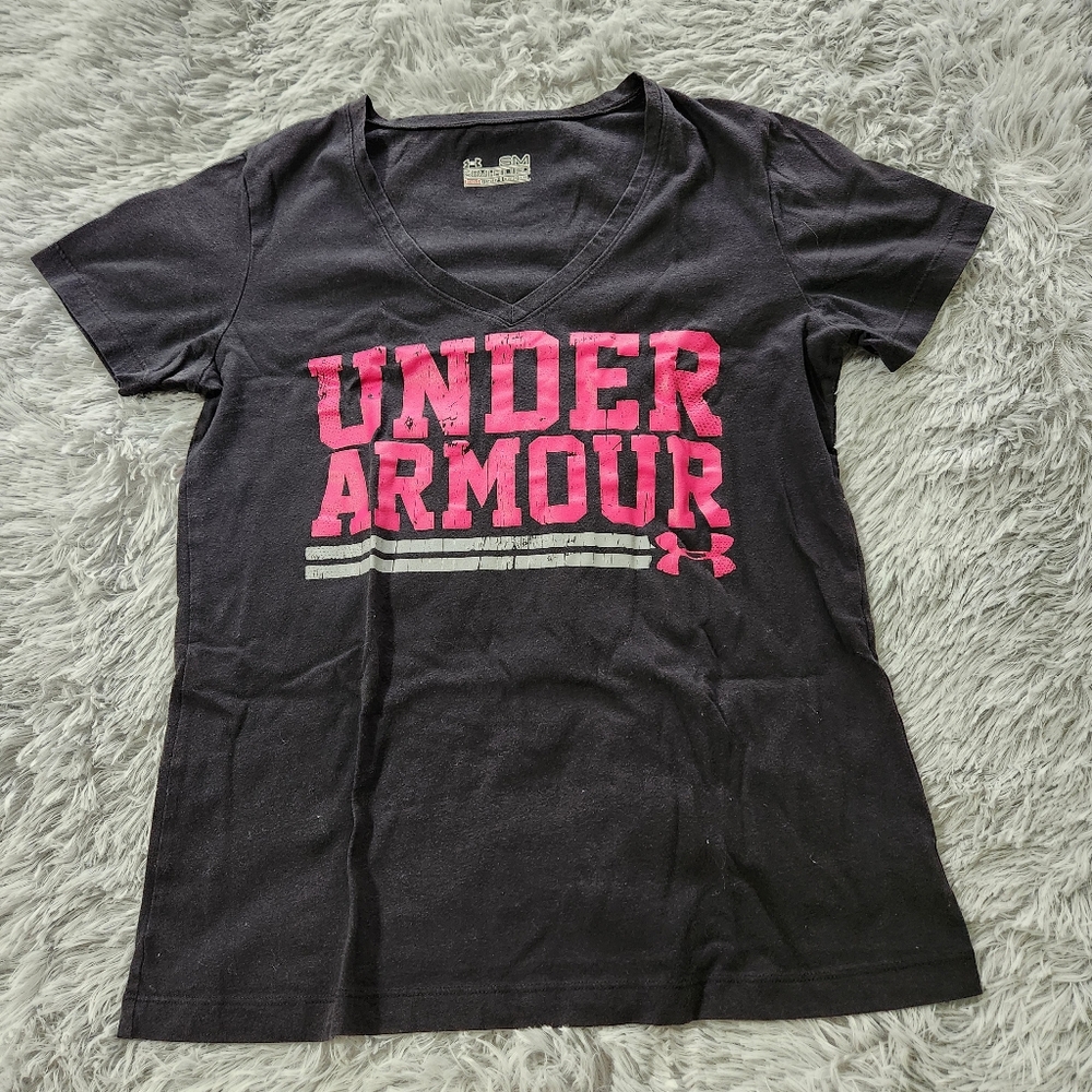Under Armour Black Pink Logo Tee Shirt